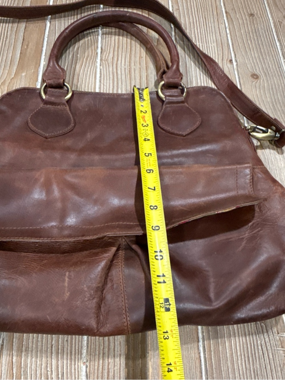 The Leather Store UK Hampton Distressed Brown Leather Tote Crossbody Bag Boho - Picture 15 of 16